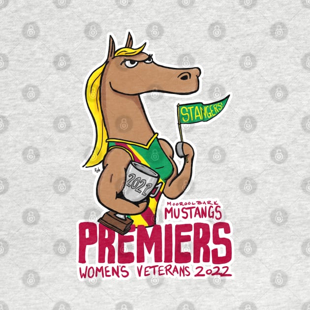 Mooroolbark Mustangs Women's Veterans Premiers 2022 (WEG / Mark Knight style w/ transparant bg) by UselessRob